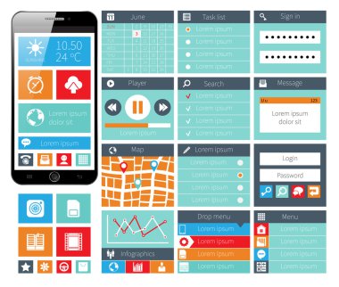Modern UI düz tasarım web öğeleri