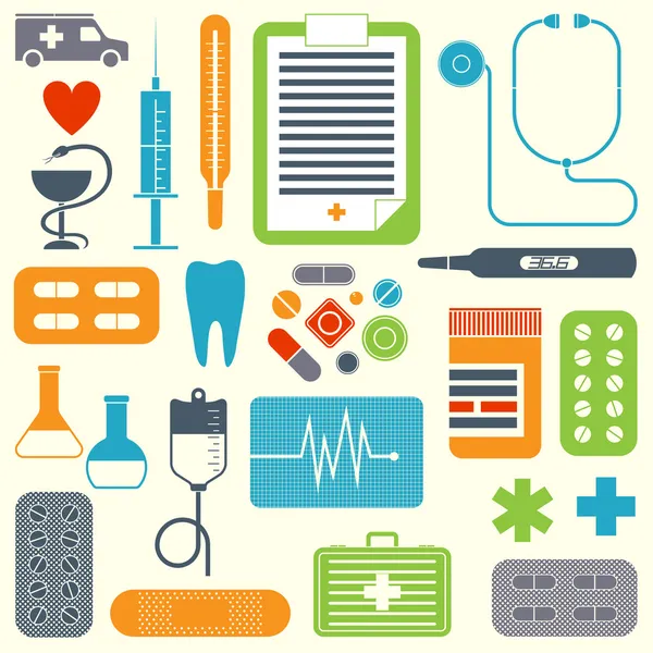 Vector set of flat medical icons — Stock Vector