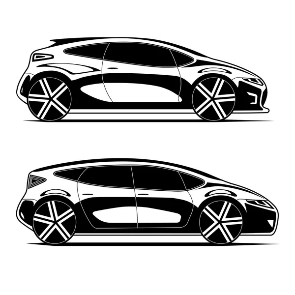 Silhouettes de voitures isolées sur fond blanc — Image vectorielle
