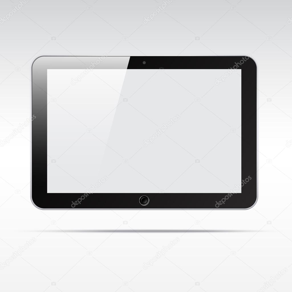 Realistic tablet isolated on light background