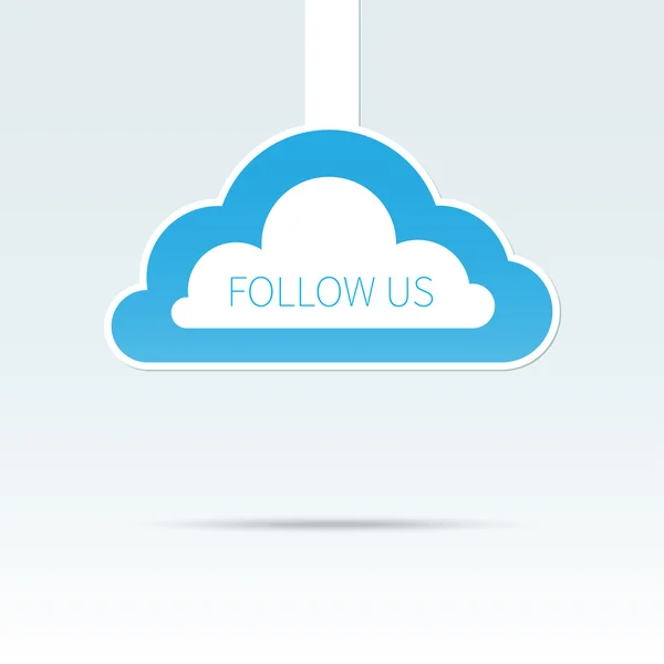 Trendy follow us cloud icon tag — Stock Vector