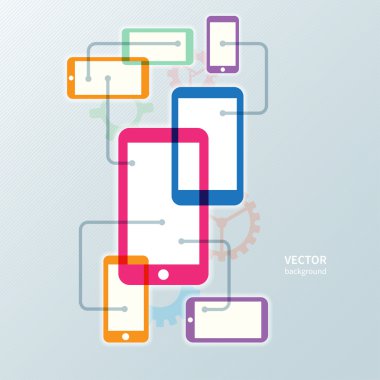 renkli cep telefonu akıllı telefon vektör ve simge arka dişli