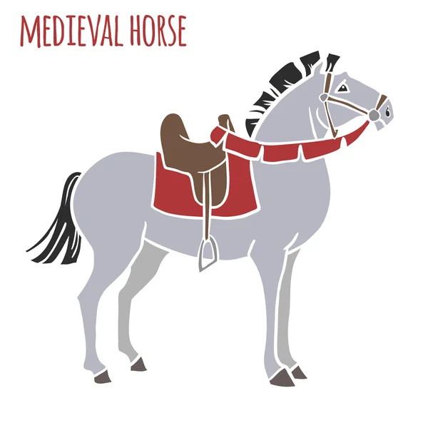 Cavallo di guerra Mediavel — Vettoriale Stock