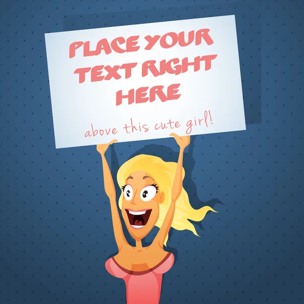 Sexy girl with text board — Stock Vector