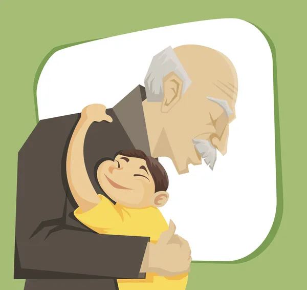 Abuelo y nieto — Vector de stock