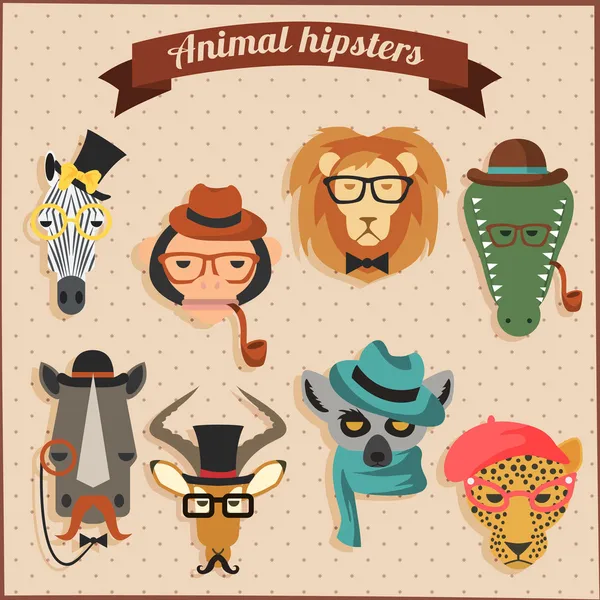 Moda bonito Hipster Animais Africanos — Vetor de Stock