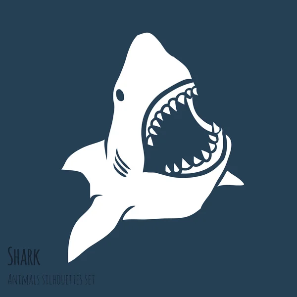 Danger Shark silhouettes set. — Stock Vector