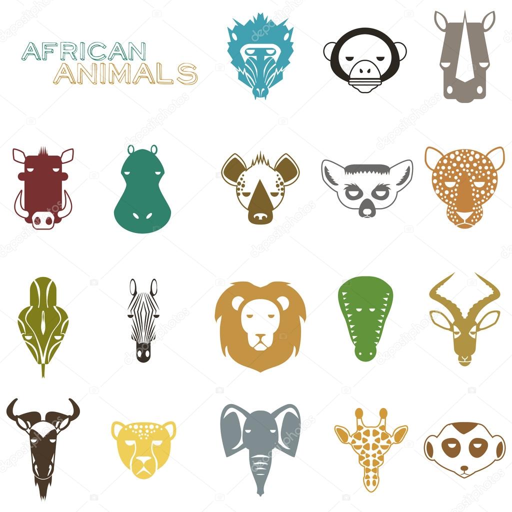 African Animals color icons