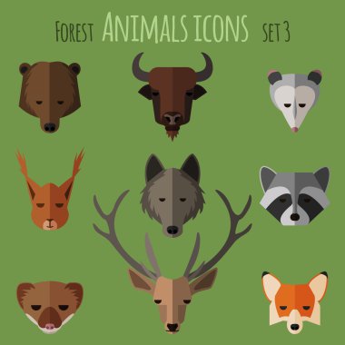 Forest animals flat icons. Set 1