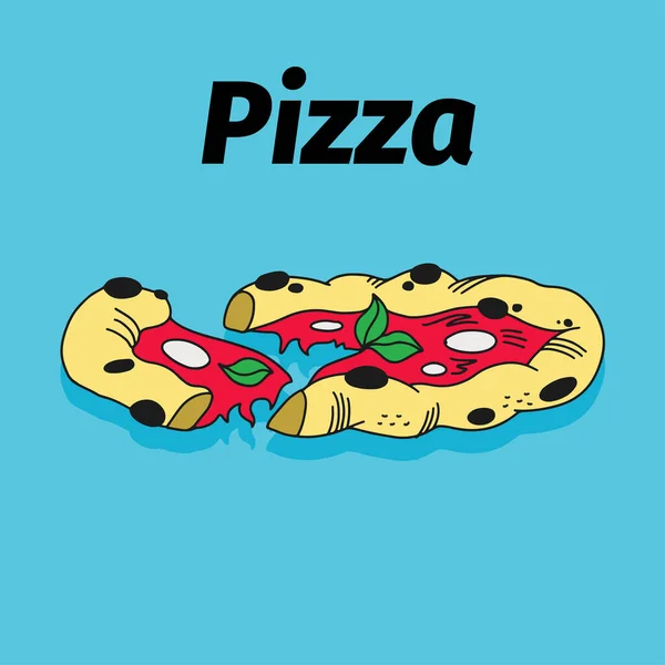 Skutečná pizza s mozzarellou a rajčaty — Stockový vektor