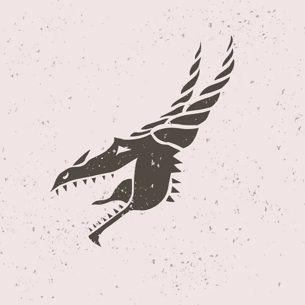 Dragon head skull silhouette medieval dnd — Vettoriale Stock