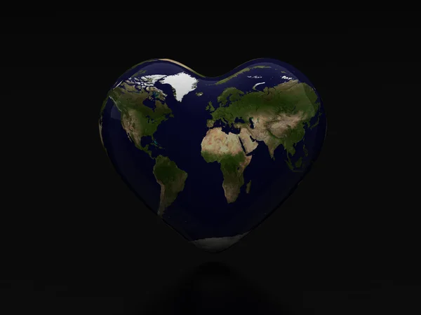Heart world map — Stock Photo, Image