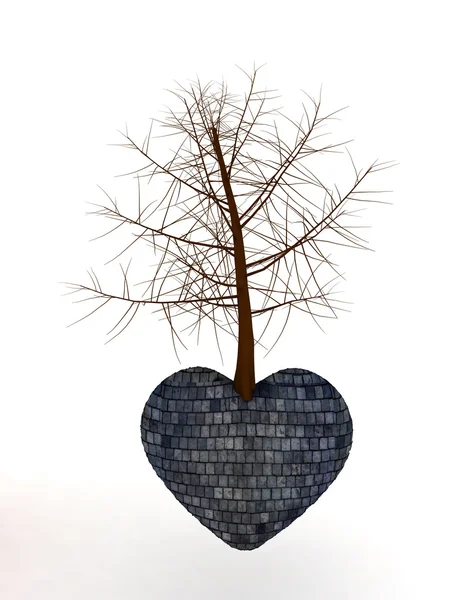 Pedra árvore do coração — Fotografia de Stock