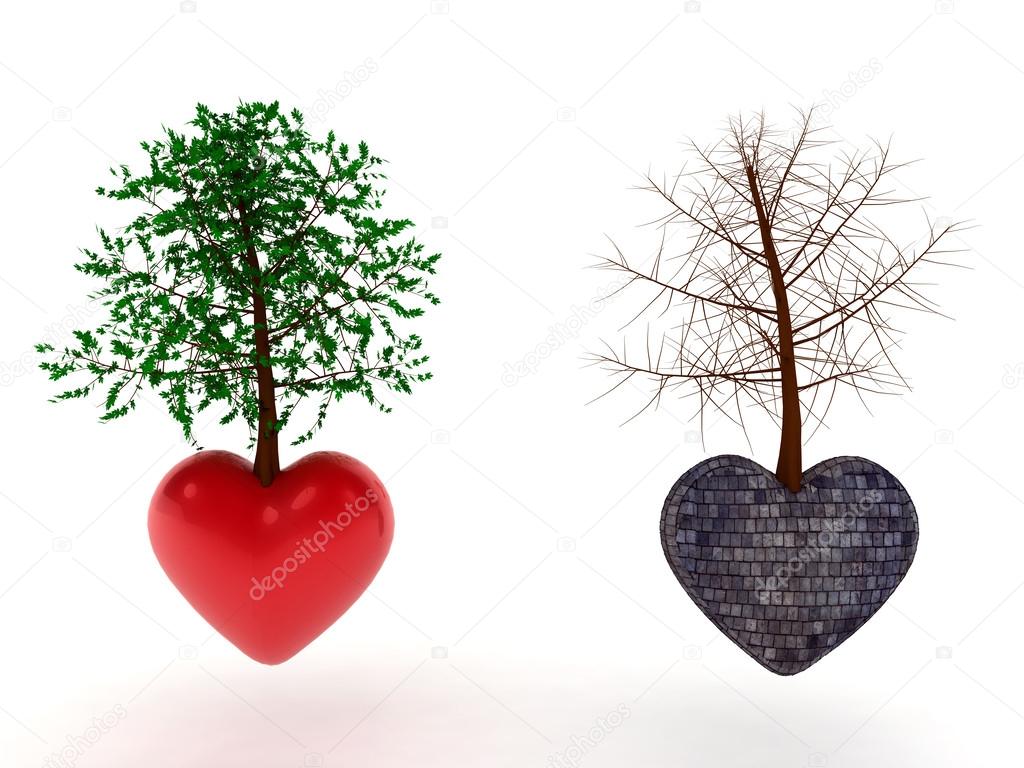 Heart tree stone and love