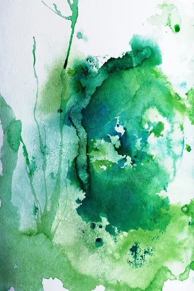 Watercolor work with the green areas — Stock Photo, Image