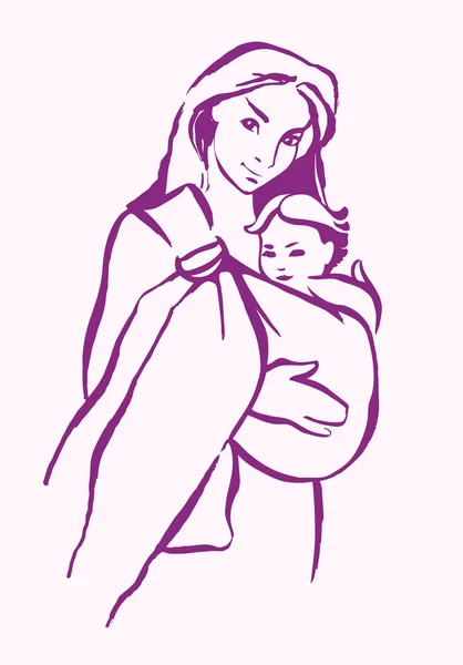 Mother with baby in a sling — Stock Vector