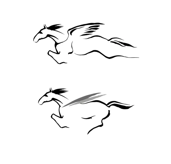 Die Ikone eines laufenden Pferdes mit Flügeln — Stockvektor