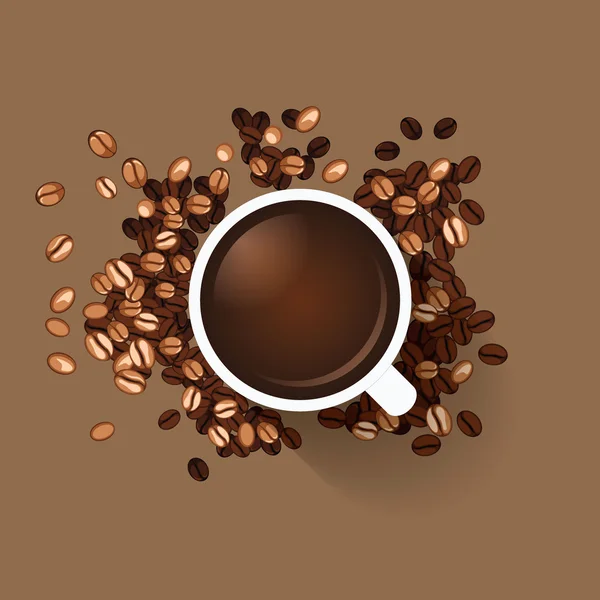 Tasse à café avec grains de café — Image vectorielle