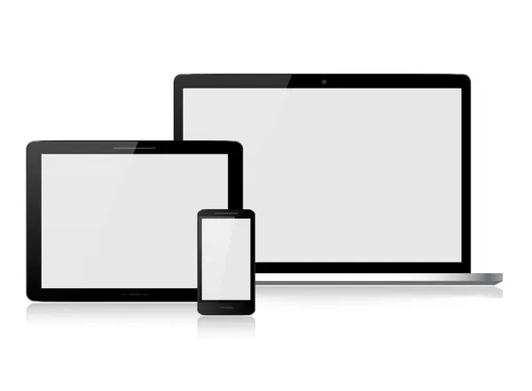 笔记本电脑、 平板电脑、 智能手机 — 图库矢量图片