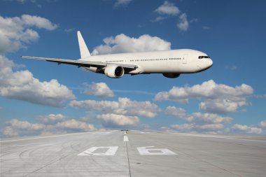 Low pass of white plane clipart