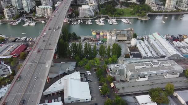 Luchtfoto Van Brug Jachthaven Vancouver — Stockvideo