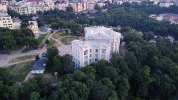 Gereconstrueerd Landschappelijk Steegje Vanuit Vogelperspectief Kiev Bij Helder Weer — Stockvideo