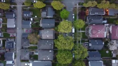 Vancouver, Canda 'da yeşil caddelerin ve rahat evlerin tepeden aşağı manzarası