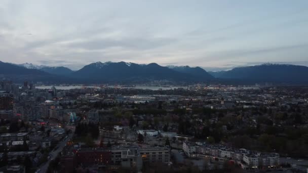 Vista Aérea Das Ruas Montanhas Vancouver Fundo — Vídeo de Stock