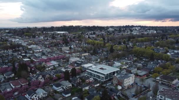 Vue Aérienne Quartier Mount Pleasant Vancouver Par Une Soirée Nuageuse — Video