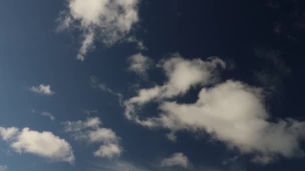 Formación Cúmulos Nubes Timelapse Sobre Cielo Azul Oscuro Canadá — Vídeo de stock