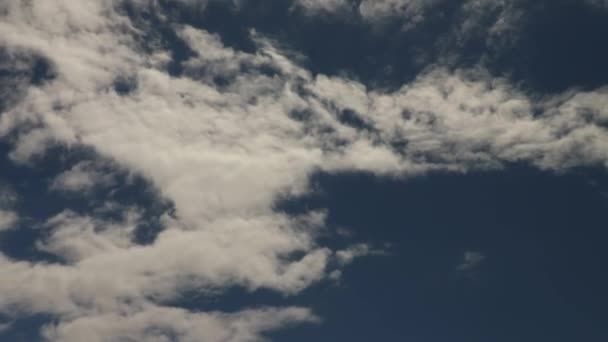 Pofuduk Beyaz Bulutlar Mavi Gökyüzünde Zaman Kavramına Bürünür — Stok video