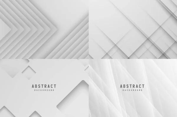 Banner Astratto Geometrico Bianco Grigio Sfondo Vettoriale Illustrazione — Vettoriale Stock