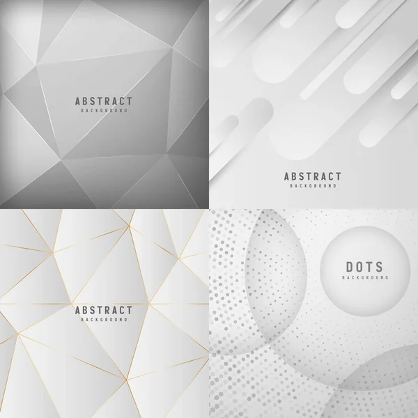 Banner Astratto Geometrico Bianco Grigio Sfondo Vettoriale Illustrazione — Vettoriale Stock