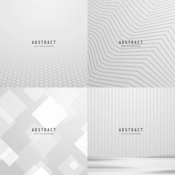 バナーアブストラクト幾何学的な白とグレーの背景ベクトルイラスト — ストックベクタ
