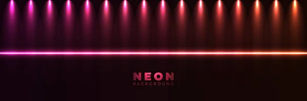 Neon Bakgrund Abstrakt Glödande Banner Med Blå Lila Neon Pilar — Stock vektor