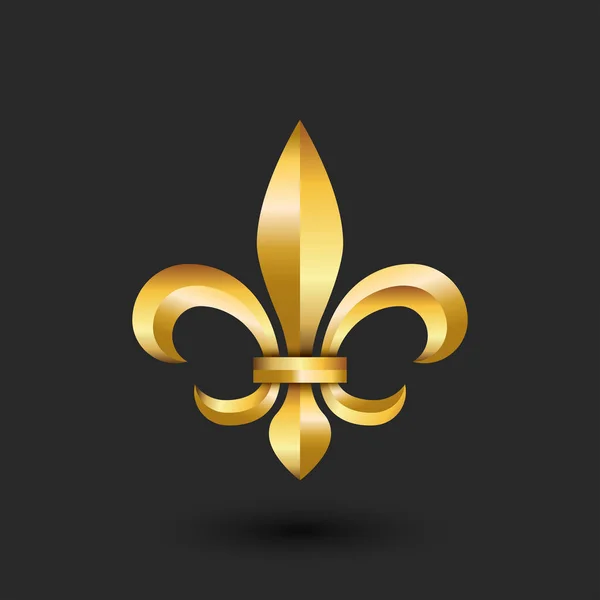 Gouden Heraldische Lelie Logo Gouden Gradiënt Geslepen Embleem Creatief Ontwerp — Stockvector