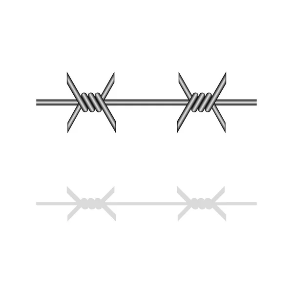 Lien Fil Barbelé Avec Pointes Torsadées Ombre Fond Isolé Sur — Image vectorielle