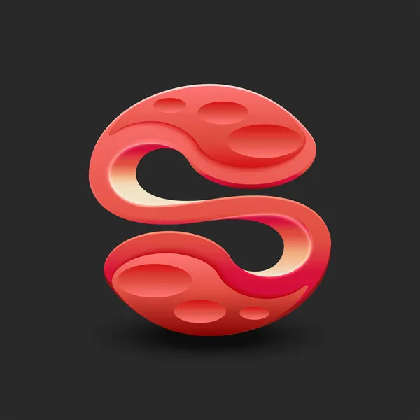 Huruf Kreatif Logo Futuristik Karya Seni Objek Nuansa Merah Fantastis - Stok Vektor