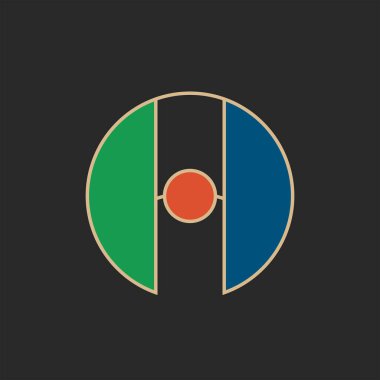 Monogram harfi Bir ilk hipster logosu, tipografi kaligrafi tasarım ögesi modeli, yuvarlak şekilli retro tarzı sanat sembolü.