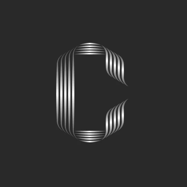 Lettre Logo Métallique Initial Emblème Monogramme Calligraphique Bandes Lisses Métalliques — Image vectorielle