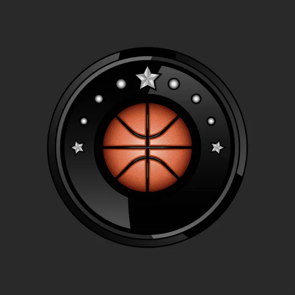 Logotipo Del Equipo Baloncesto Forma Redonda Emblema Del Torneo Deportivo — Vector de stock