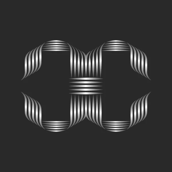 Metal Letter Initial Logo Monogram Calligraphic Typographic Mark Chrome Metallic — Wektor stockowy