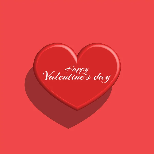 ハッピーバレンタインデーのテキストを持つ1つの3Dハート赤の背景に 創造的な愛の休日の挨拶カードモックアップ — ストックベクタ
