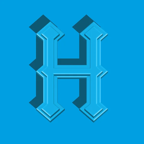 蓝色3D字母H标志哥特式笔形 蓝色背景形状 字体设计元素 — 图库矢量图片