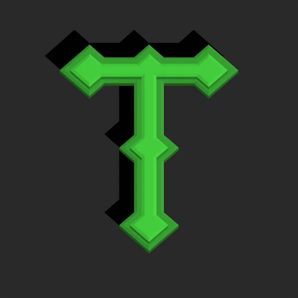 Fet Bokstav Logotyp Monogram Typografi Mockup Grön Färg Gotisk Stil — Stock vektor