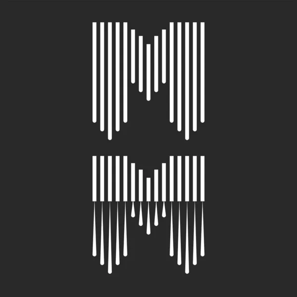 Lettre Logo Monogramme Rayé Design Nombreuses Lignes Verticales Noir Blanc — Image vectorielle