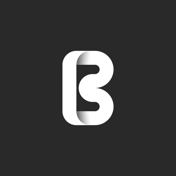 标题标B粗体字 3D效果 阴影白色无尽线条标识 创意黑白字体简约设计 — 图库矢量图片