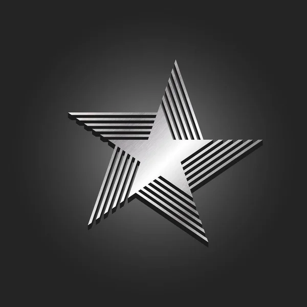 Shabby Metal Star Logo Pět Špičaté Hvězdy Abstraktními Křídly Opotřebovaný — Stockový vektor