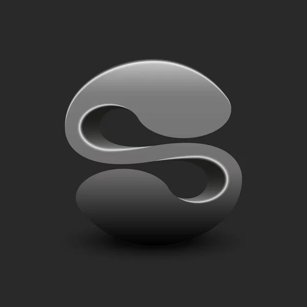 Lettre Logo Calligraphie Illustration Fantaisie Isométrique Typographie Marque Gris Forme — Image vectorielle
