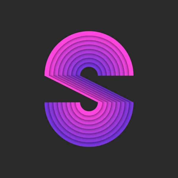 Letter Logo Initial Purple Pink Gradient Parallel Striped Levels Pattern — Stockvektor